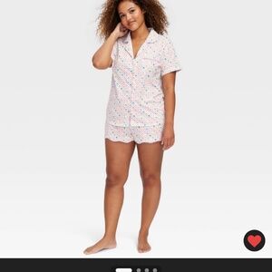 Roller Rabbit x Target Geo Hearts Pajama Set Purple Yellow Pink Shorts 1XL NWT L